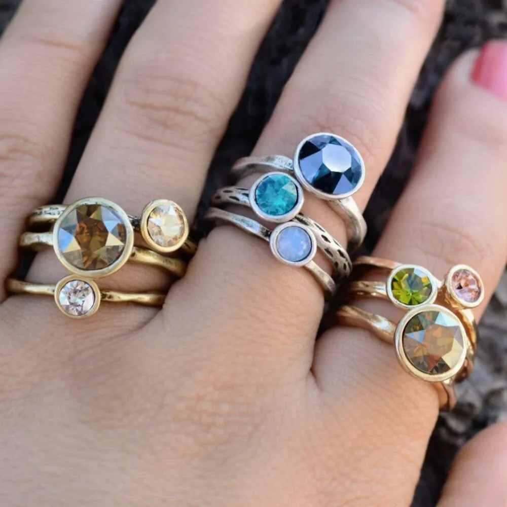 Set Of 3 Fire Circle Stacking Rings - Picture 2 of 3